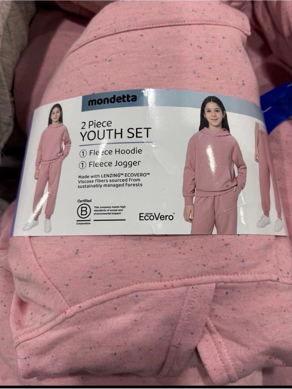 Mondetta Pink Speckled Youth Fleece Hoodie & Joggers Set